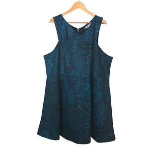 Jennifer Lopez Green Black Print Fit & Flare Sleeveless Dress Plus Size 24W